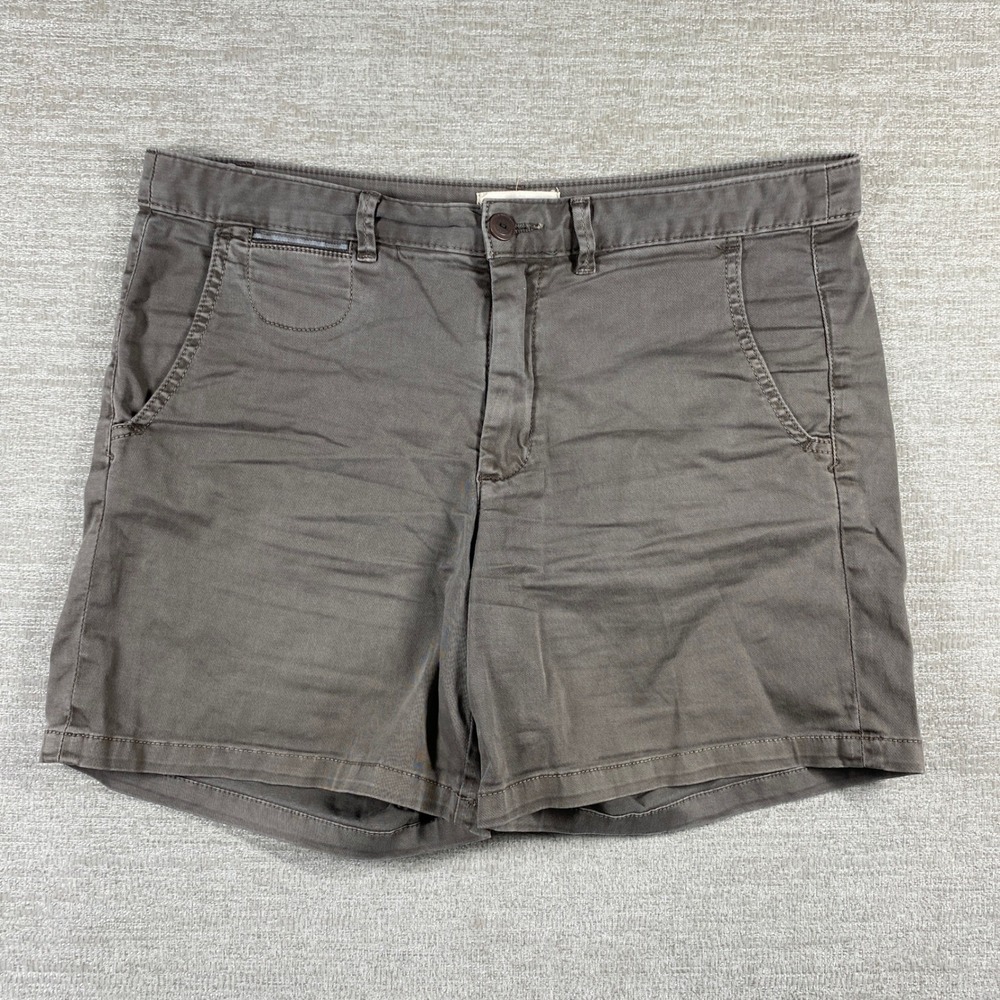 Anthropologie Relaxed Chino Short Women 30 Gray Cotton Stretch Pockets Roll Up